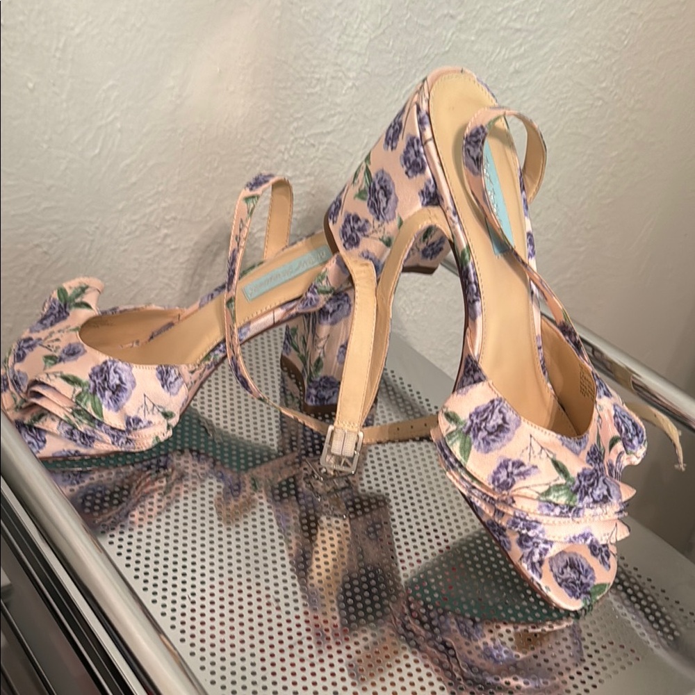 Betsey Johnson Purple and baby pink Heels with Ankle Straps